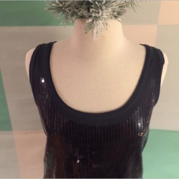 J CREW COLLECTION Navy Tissue Sequin Tank Top Sz M - Picture 5 of 5